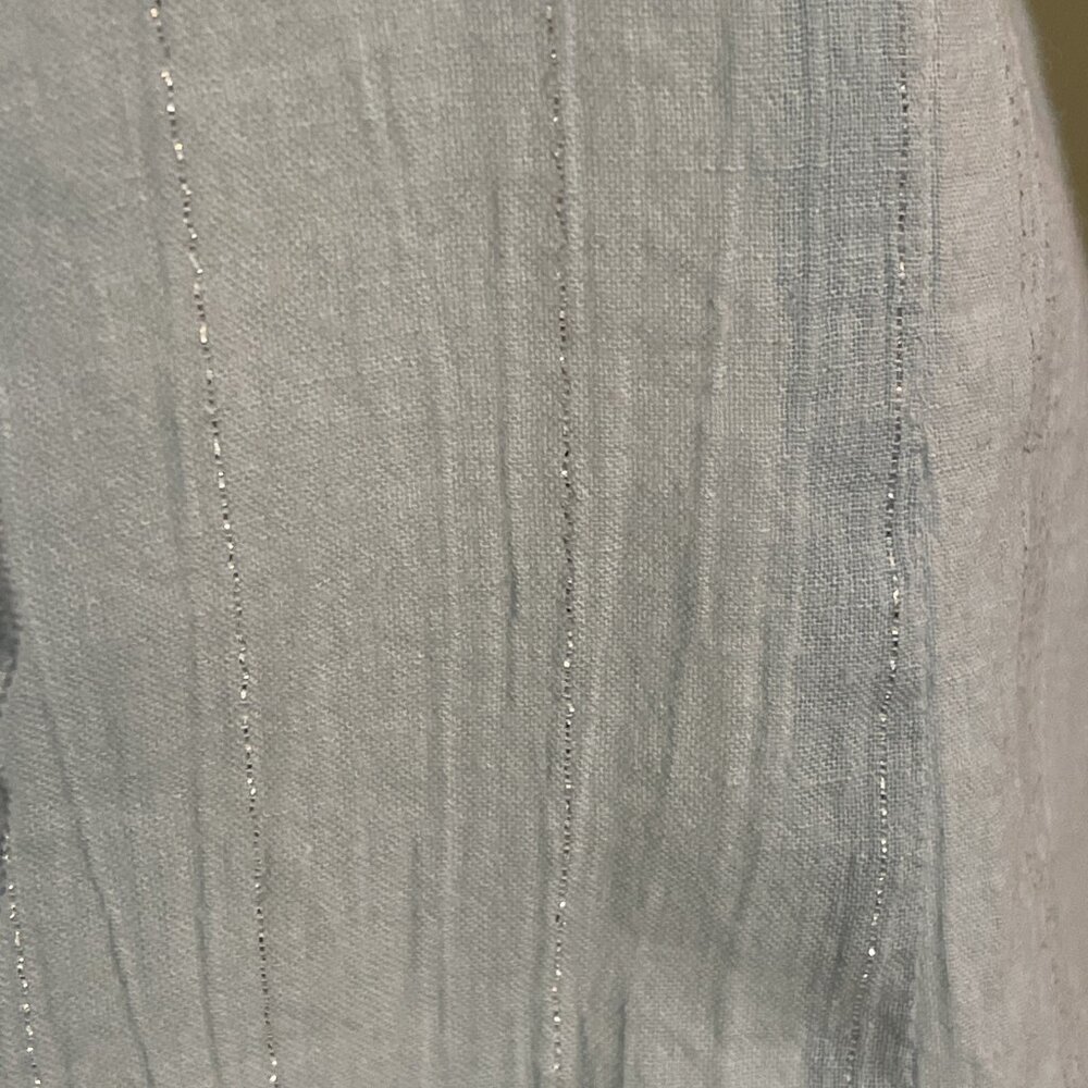 Veeko Wms Sz 38 (US 8) Light Blue Embroidered Peasant Top Ruffles Crepe Fabric - Picture 5 of 11